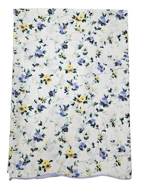 VTG Laura Ashley Polyanthus Pansy TWIN Flat Sheet Blue Yellow Floral 80s Percale